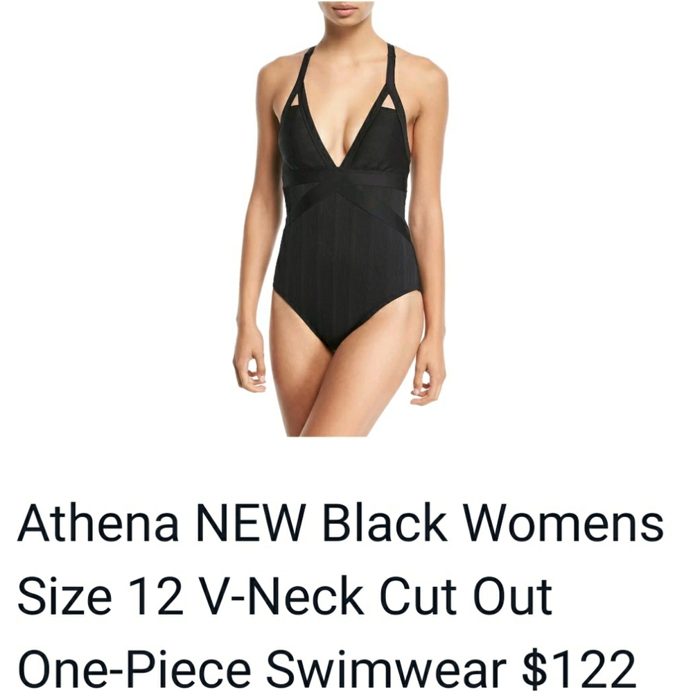 ATHENA LASER CUT OUT STRAPPY SWIM SUIT slimming BATHING SUIT ๐ - Picture 3 of 5